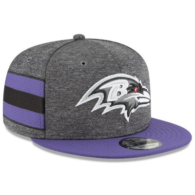 Men's Baltimore Ravens New Era Heather Gray/Purple 2018 NFL Sideline Home Graphite 9FIFTY Snapback Adjustable Hat 3058626
